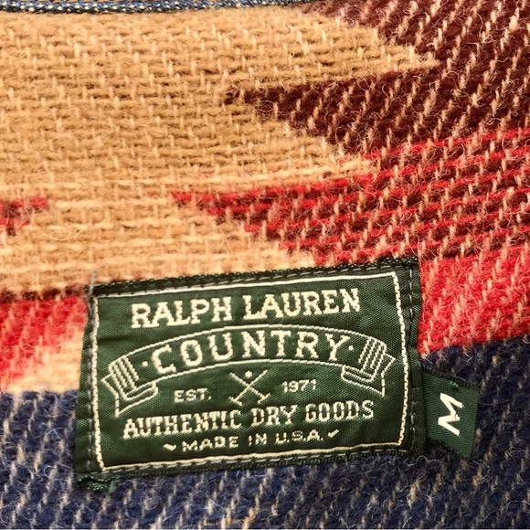 Vintage Ralph Lauren Country Polo Aztec Lined Denim Chore Jacket - Picture 4 of 7